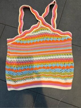 Multicolor Crochet Knit Tank Sweater - Strappy Summer Top